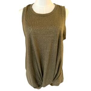 Bobeau Olive Green Sleeveless Twist Hem Tank Top XL Soft Knit Casual NWOT